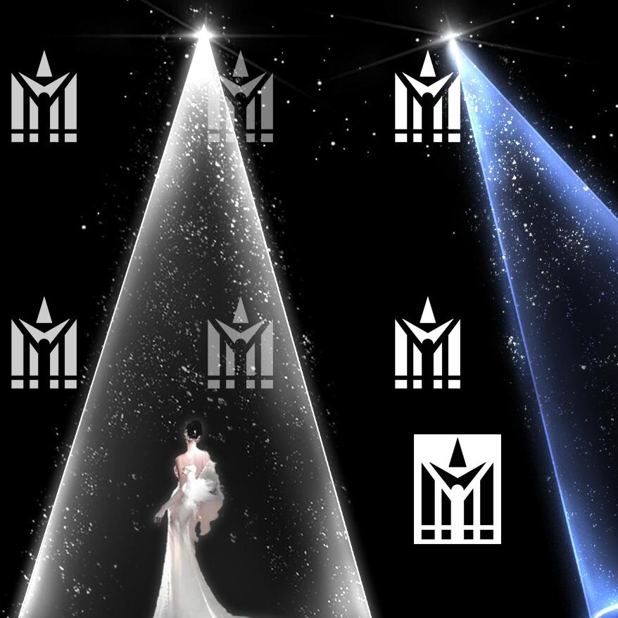 蓝白色灯光射线舞台灯发光灯婚礼手绘灯光道具效果图psd分层素材