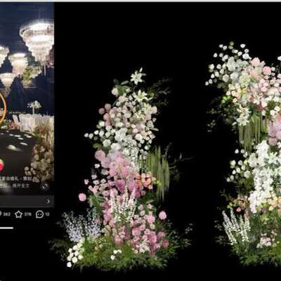 白绿粉紫色自然风户外婚礼花艺道具psd分层设计素材源文件