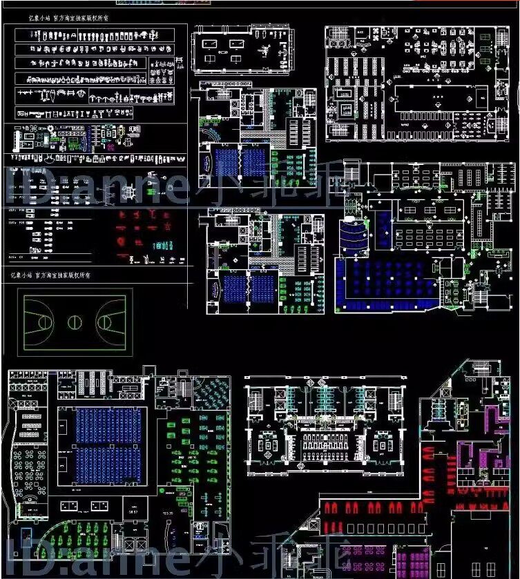室内设计健身器材平面布局健身房工装设计cad图块平面图cad施工图