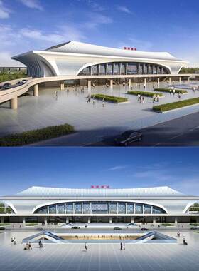 现代创意异形高铁站地铁站轻轨站建筑概念设计方案SU模型sketchup