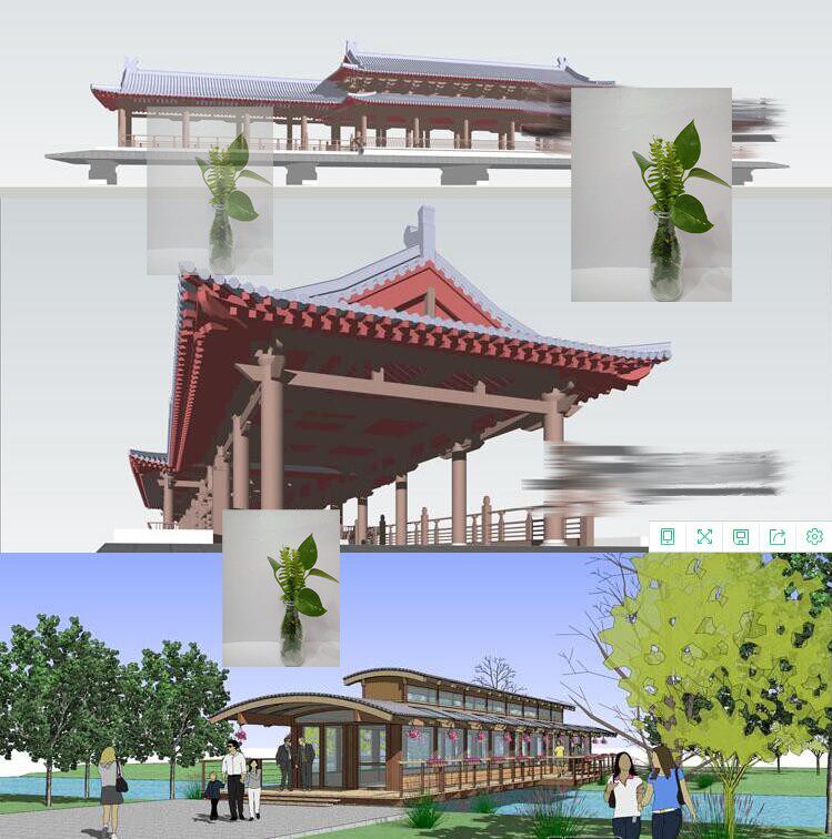 中式现代及古典2款风雨桥su模型 sketchup模型室外建筑草图大师