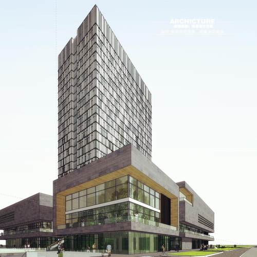 高层办公楼写字楼商业综合体商场商城下沉广场建筑草图大师su模型