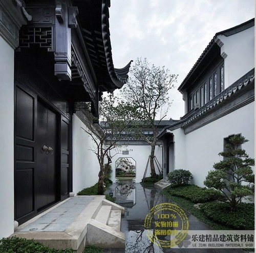 苏州桃花源新中式别墅合院3d模型园林绿城 景观cad施工图效果图