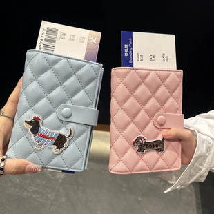 腊肠狗机票护照夹钱包一体收纳包女旅行防盗刷可爱多功能随身卡包