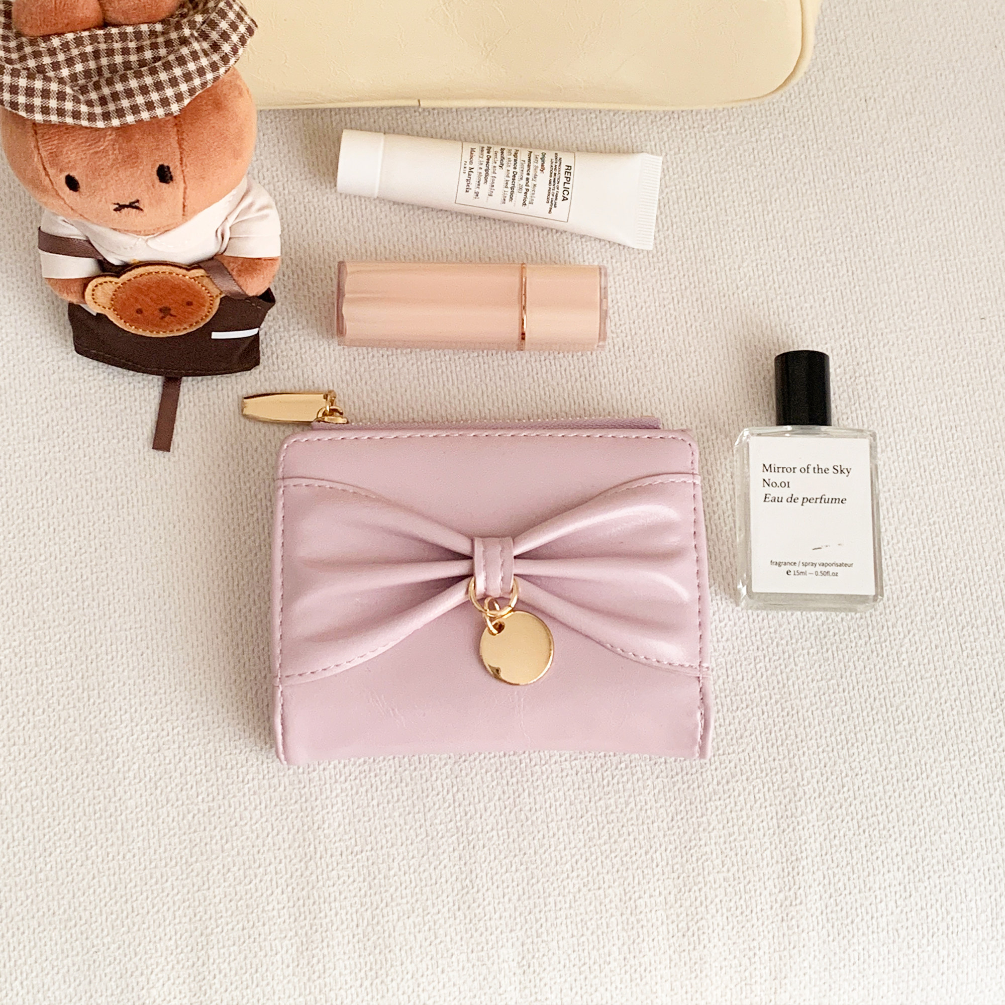 精致蝴蝶结吊坠~简约韩系新款高颜值钱夹女士二折钱包大容量卡包