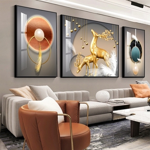现代极简主义客厅装饰画沙发背景墙三联画高端富禄挂画斯堪的纳维