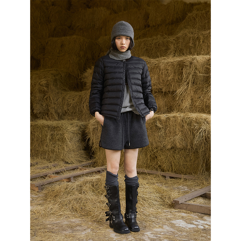 时简 低饱和美学 轻薄短款三防保暖排骨羽绒服冬季款外套01692