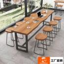 吧台桌实木靠墙阳台休闲酒吧台咖啡厅甜品奶茶店商用高脚桌椅组合
