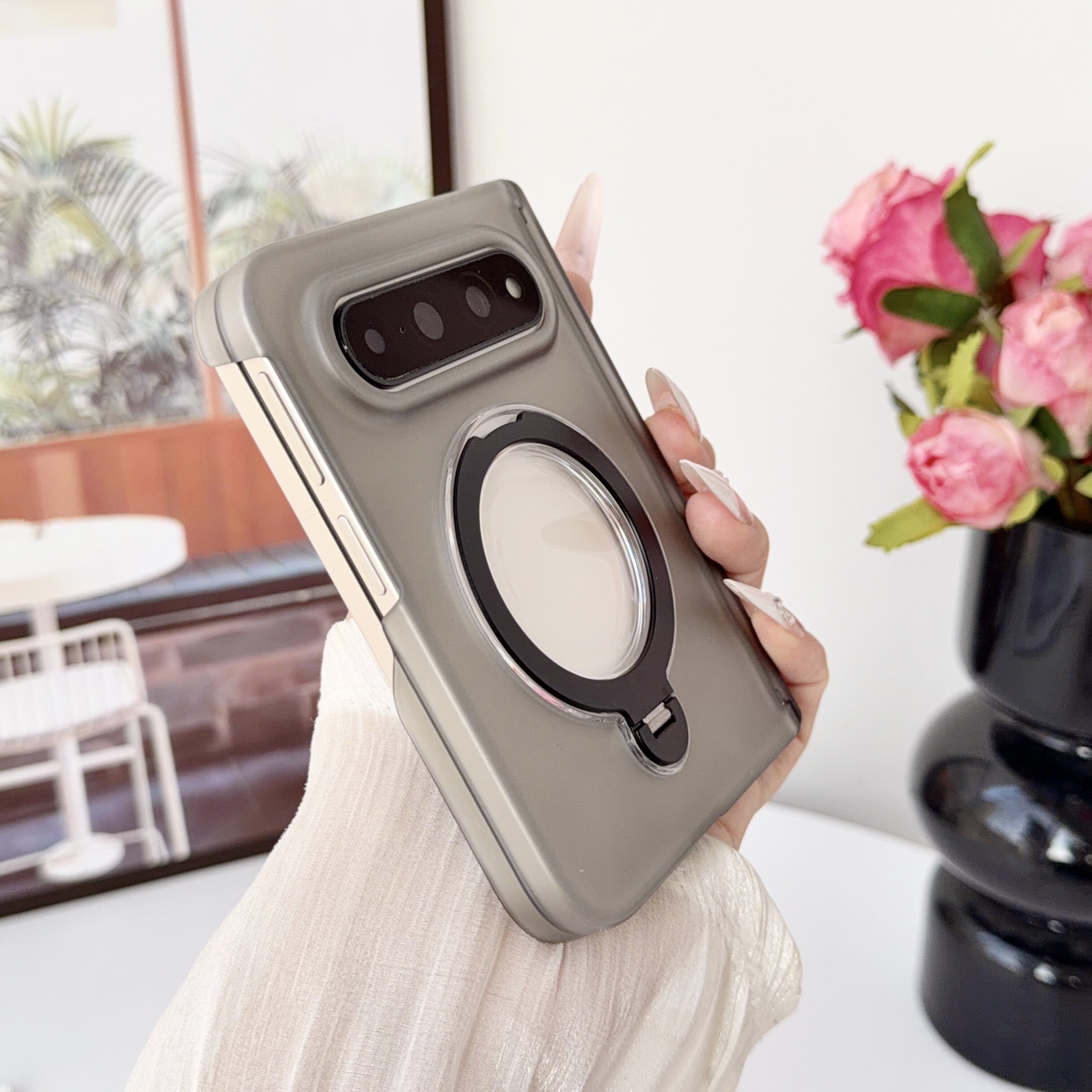 适用于小米18fold手机壳高端磨砂磁吸双中轴防护小米18中折叠肤感外壳简约保护壳PC材质透明折叠屏全包保护套