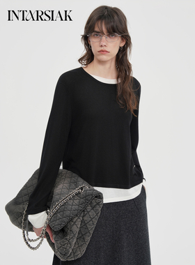 【博主同款假两件打底】INTARSIAK拼接慵懒感百搭针织衫女