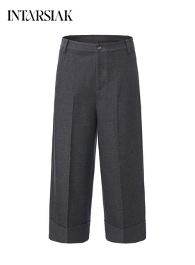【INTARSIAK针织设计师品牌】百搭八分阔腿裤西装裤女裤