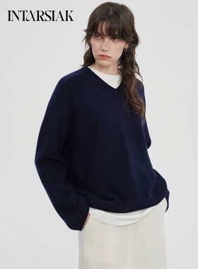 【INTARSIAK针织设计师品牌】暖息 100%羊毛V领针织衫打底衫毛衣