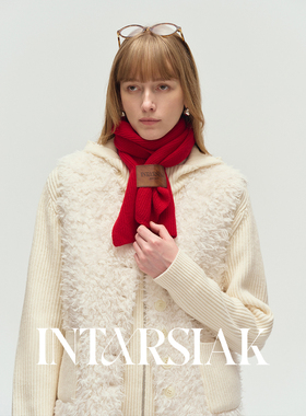 【INTARSIAK针织设计师品牌】100%羊毛百搭皮标搭扣多穿围脖围巾