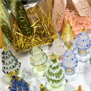 25年圣诞树转转桌面摆件琉璃圣诞节陶瓷底座旋转礼物礼品手工氛围