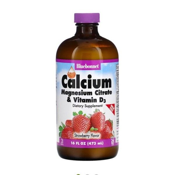 美国Bluebonnet Nutrition 液体钙柠檬酸镁维生素D3天然草莓口味