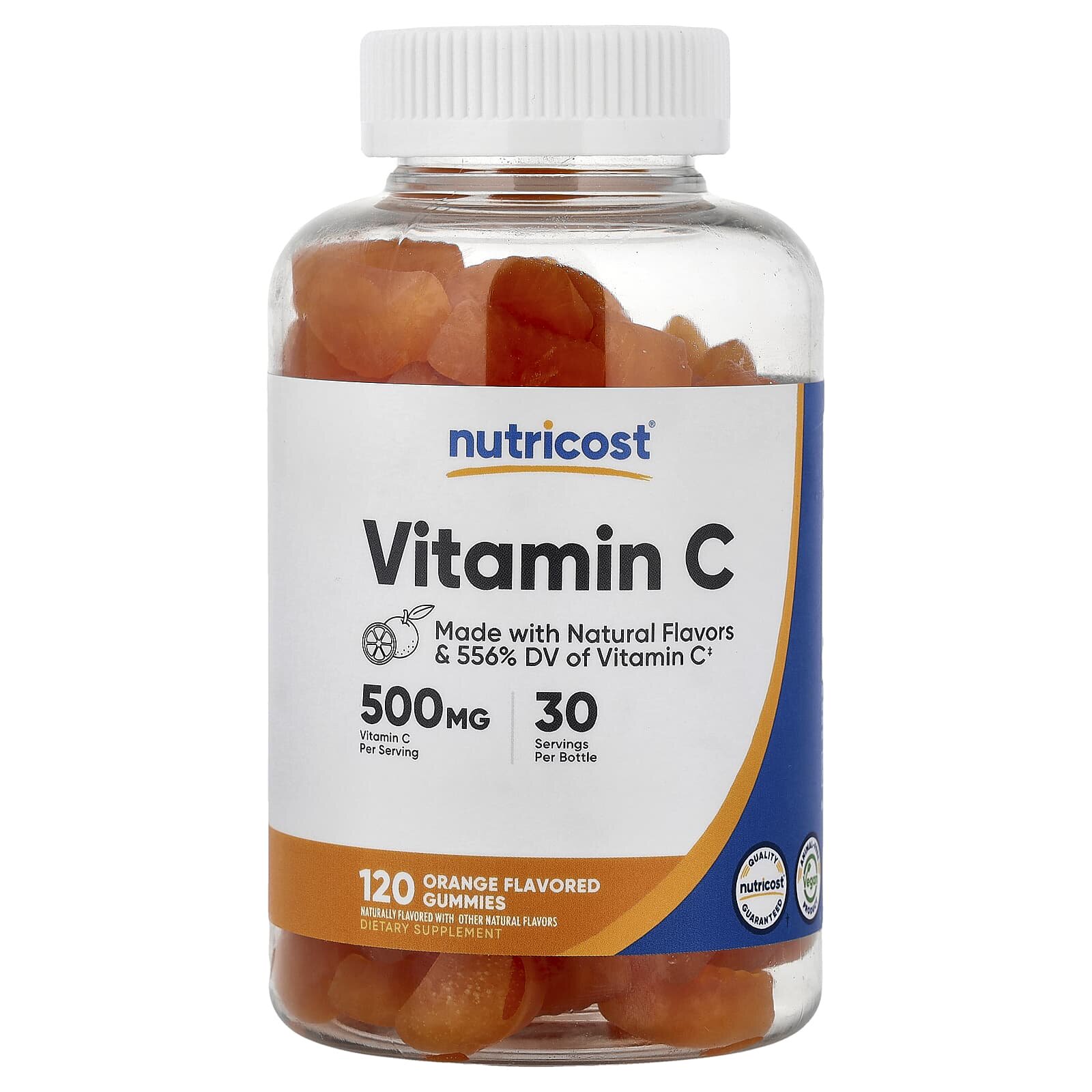 美国nutricost维生素C软糖橙子味咀嚼片500mg*120粒