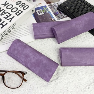 眼镜盒小清新高档学生男女学生简约便携抗压复古紫色近视镜收纳盒