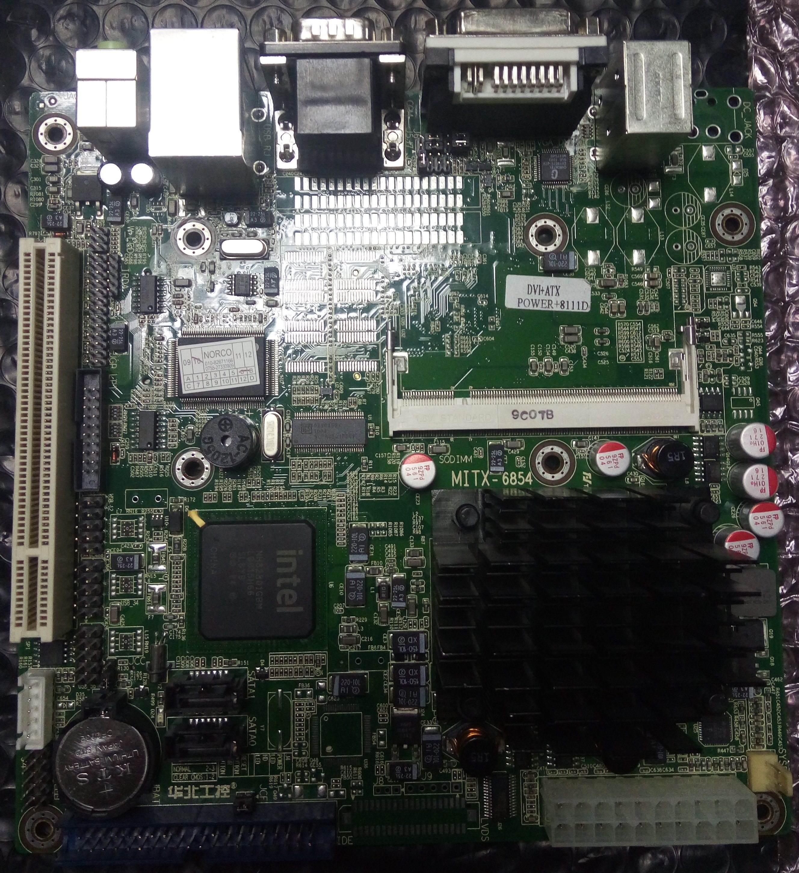 华北工控  MITX-6854  工控主板嵌入式低功耗工业 不带12VDC供电
