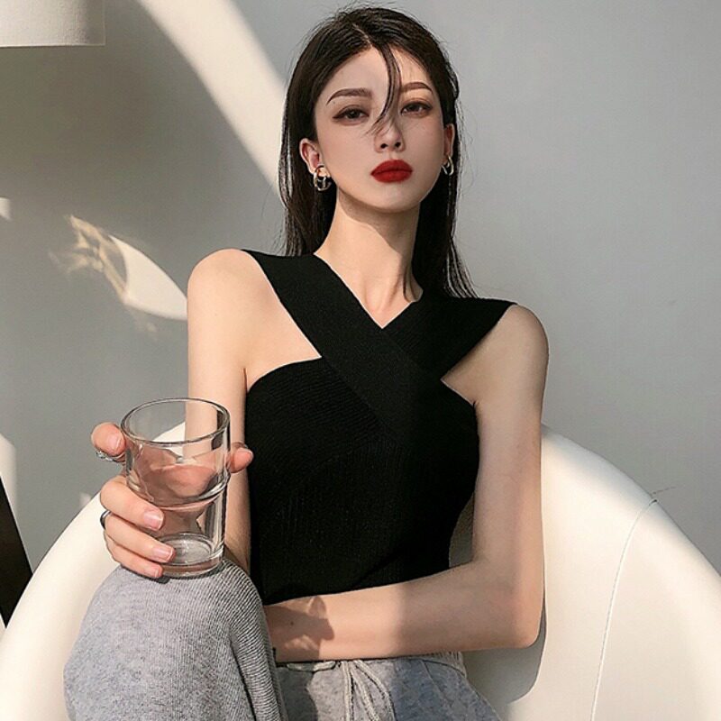 交叉挂脖辣妹上衣网红爆款吊带一背心吊带