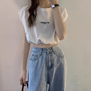 港味chic無袖 簡約辣妹風(fēng)外穿背心爵士舞上衣 高腰露臍裝 T恤女短款