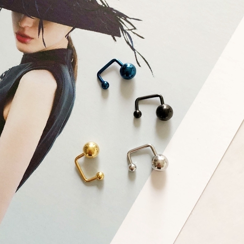 U型连体双球耳钉豆豆圆珠粗针