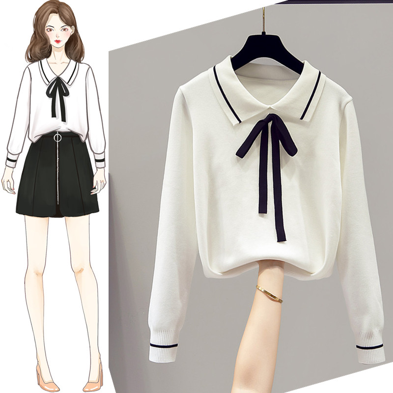 2020年新款秋冬装针织打底衫宽松外穿毛衣女装娃娃领春秋百搭内搭