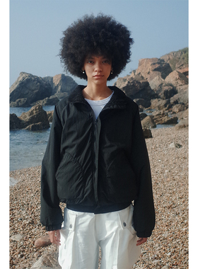 see sea o | 黑色机能外套摇粒绒双面穿GRANTEX无氟防泼水面料