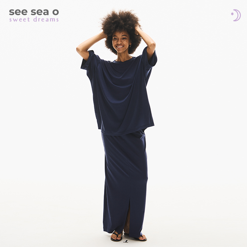 see sea o 睡眠系列 |  三色宽松亲肤中袖半裙高级感穿搭时尚套装