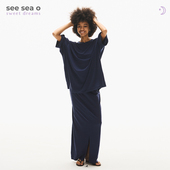 sea 半裙高级感穿搭时尚 see 睡眠系列 三色宽松亲肤中袖 套装