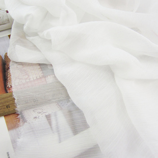 服装顺纡绉雪纺本白色短裙连衣裙衬衫套装薄透超仙面料布料