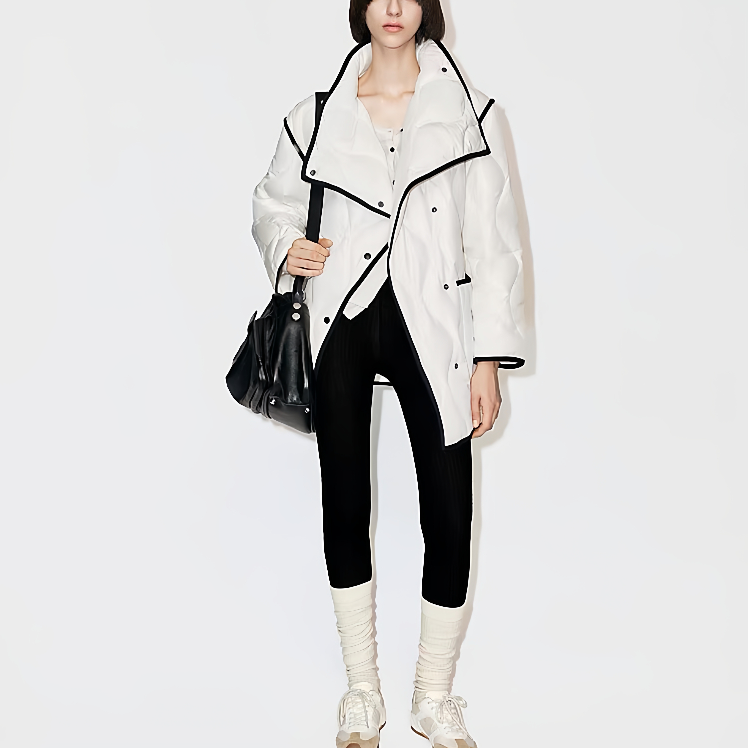 翻领撞色包边90白鸭绒羽绒服