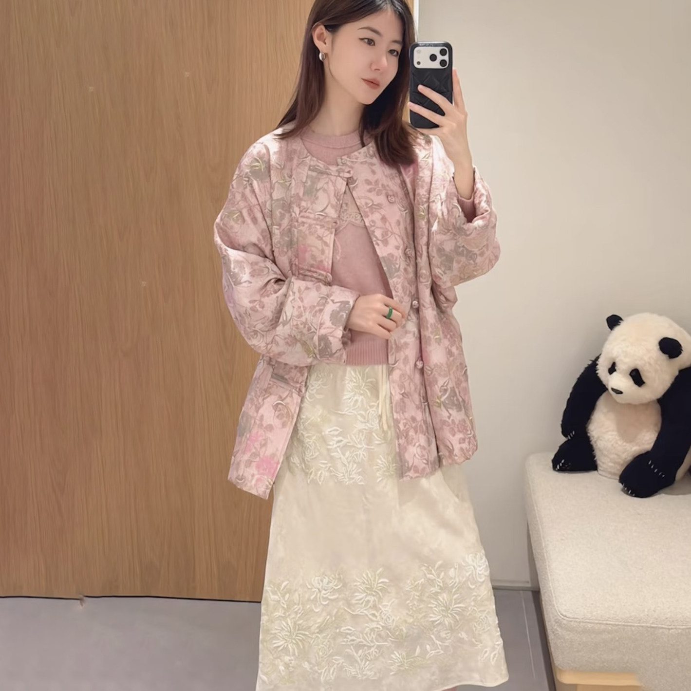 国风新中式花卉刺绣提花轻薄棉衣外套女2026年春新款粉色盘扣上衣,女装/女士精品,汉服上装,淘宝优惠券,粉丝福利购,淘宝优惠卷
