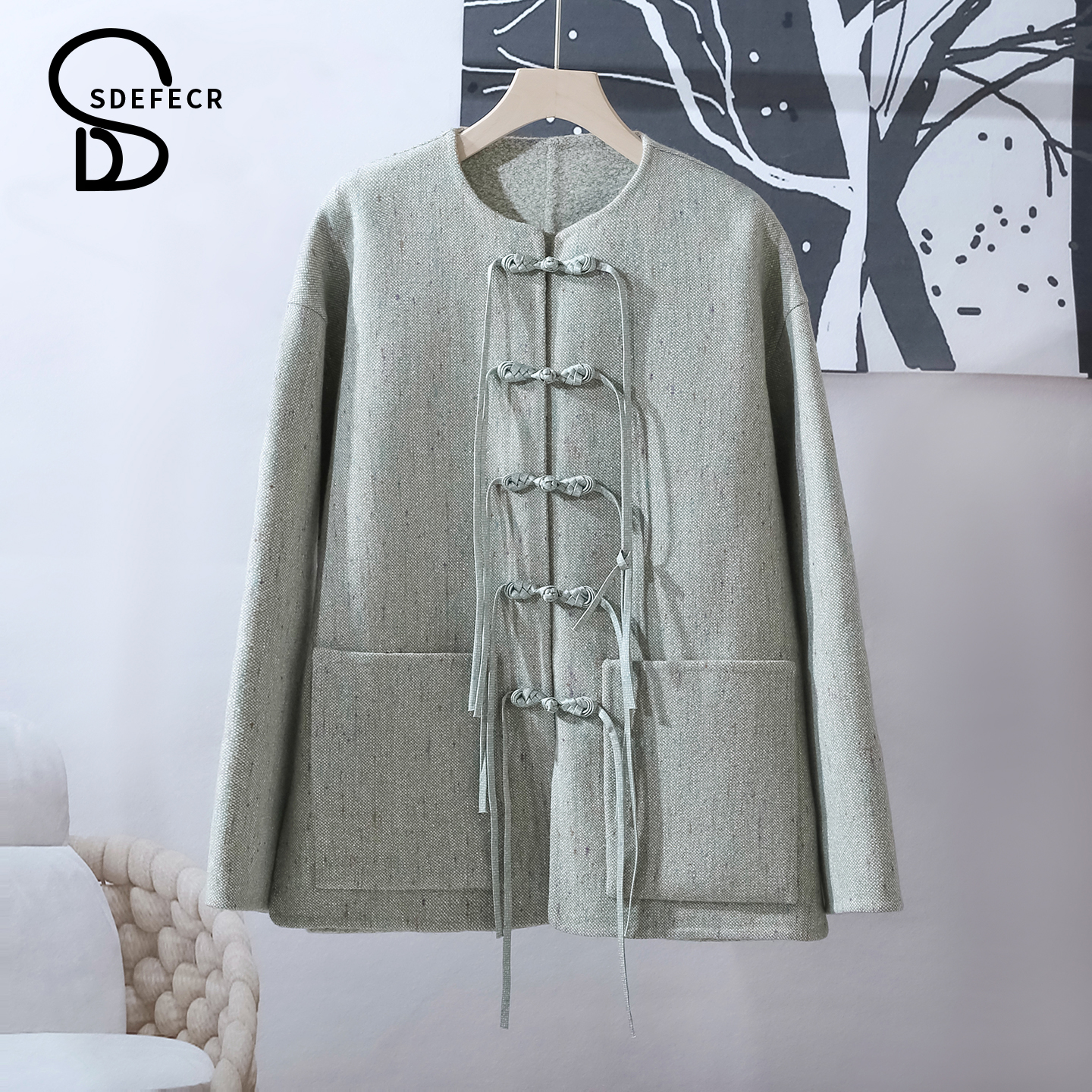 盘扣双面呢羊绒大衣女毛呢外套