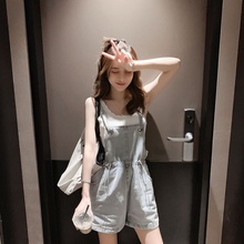 2020新款韩版夏季百搭牛仔阔腿短裤女潮高腰收腰显瘦减龄背带裤女