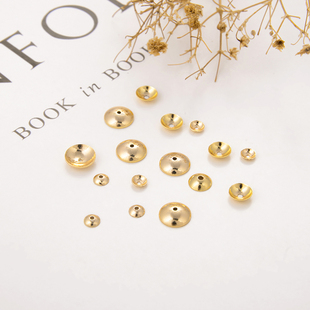 14K包金铜镀真厚金DIY光面小花托 珍珠垫片 隔片手工基础材料配件