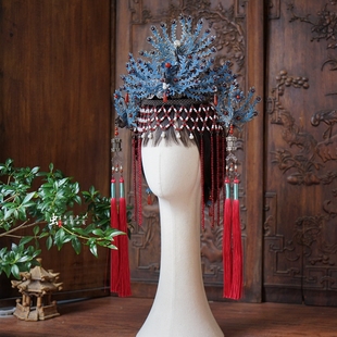 虫子家 旧色面帘凤凰头饰 清汉女凤冠古装傩戏头饰暗黑系3272