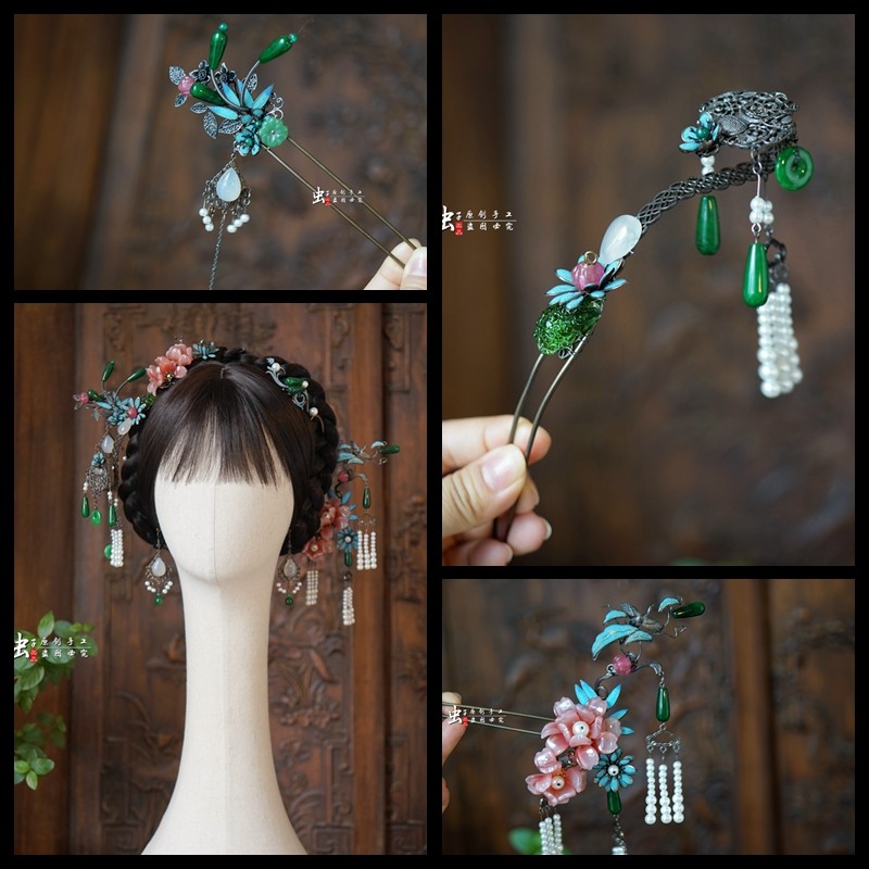 虫子家 旧色仿点翠如意钗 清汉女小众发簪 中式新娘国风配饰3038,饰品/流行首饰/时尚饰品新,发饰,淘宝优惠券,粉丝福利购,淘宝优惠卷