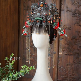 虫子家 清汉女仿古董凤冠 诰命夫人古装头饰定制怪诞傩戏配饰3188