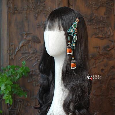 虫子家 国风复古暗黑发夹 时尚拍照饰品 撞色傩戏清汉女3082