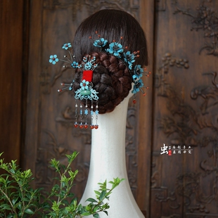 虫子家 清汉女头饰仿古老银色发簪排花颤颤 小众新娘手工饰品3162