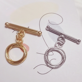 14k包金包厚金OT扣 圆形扭纹收尾连接扣diy手工饰品扣头配件3#