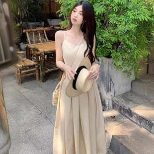 背心裙气质显瘦裙子 法式 纯色连衣裙女2024夏季 新款 茶歇小个子无袖