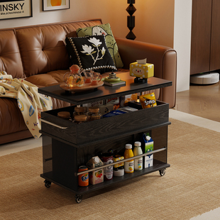 可移动升降茶几沙发边几客厅家用中古边几小推车床头置物架高级感