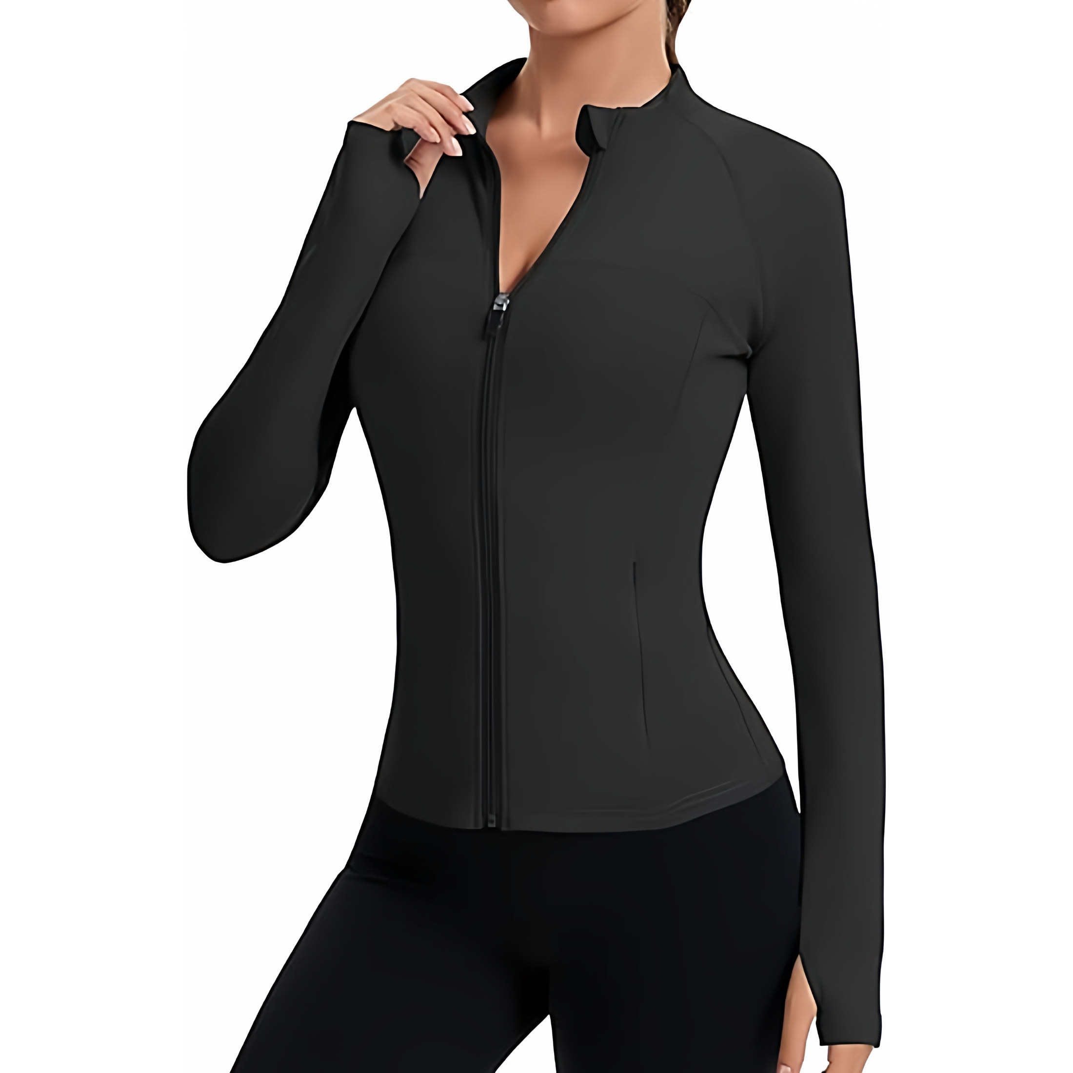 拉链健身服女长袖秋冬速干衣大码运动上衣修身跑步瑜伽运动夹克,运动服/休闲服装,运动茄克/外套,淘宝优惠券,粉丝福利购,淘宝优惠卷