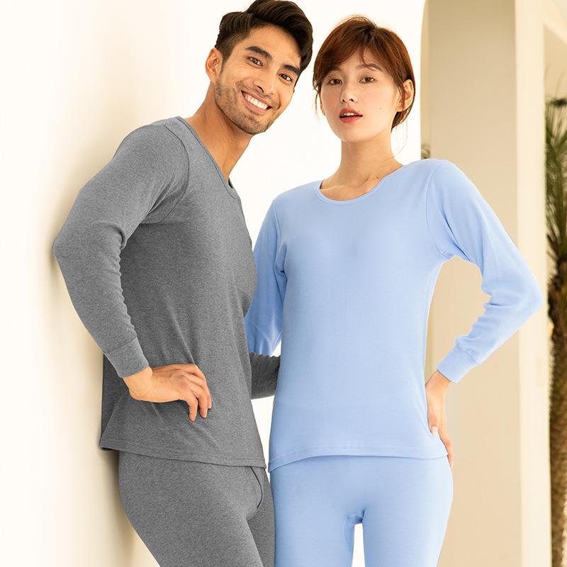 情侣保暖内衣女纯棉套装宽松舒适基础打底棉毛衫全棉秋衣秋裤薄款