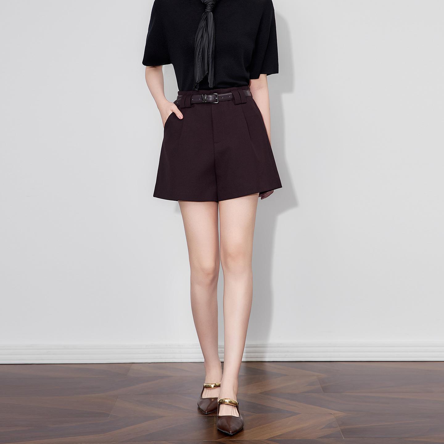 高品质天丝混纺气质西裤通勤洋气字休闲阔腿短裤女早秋女款秋冬