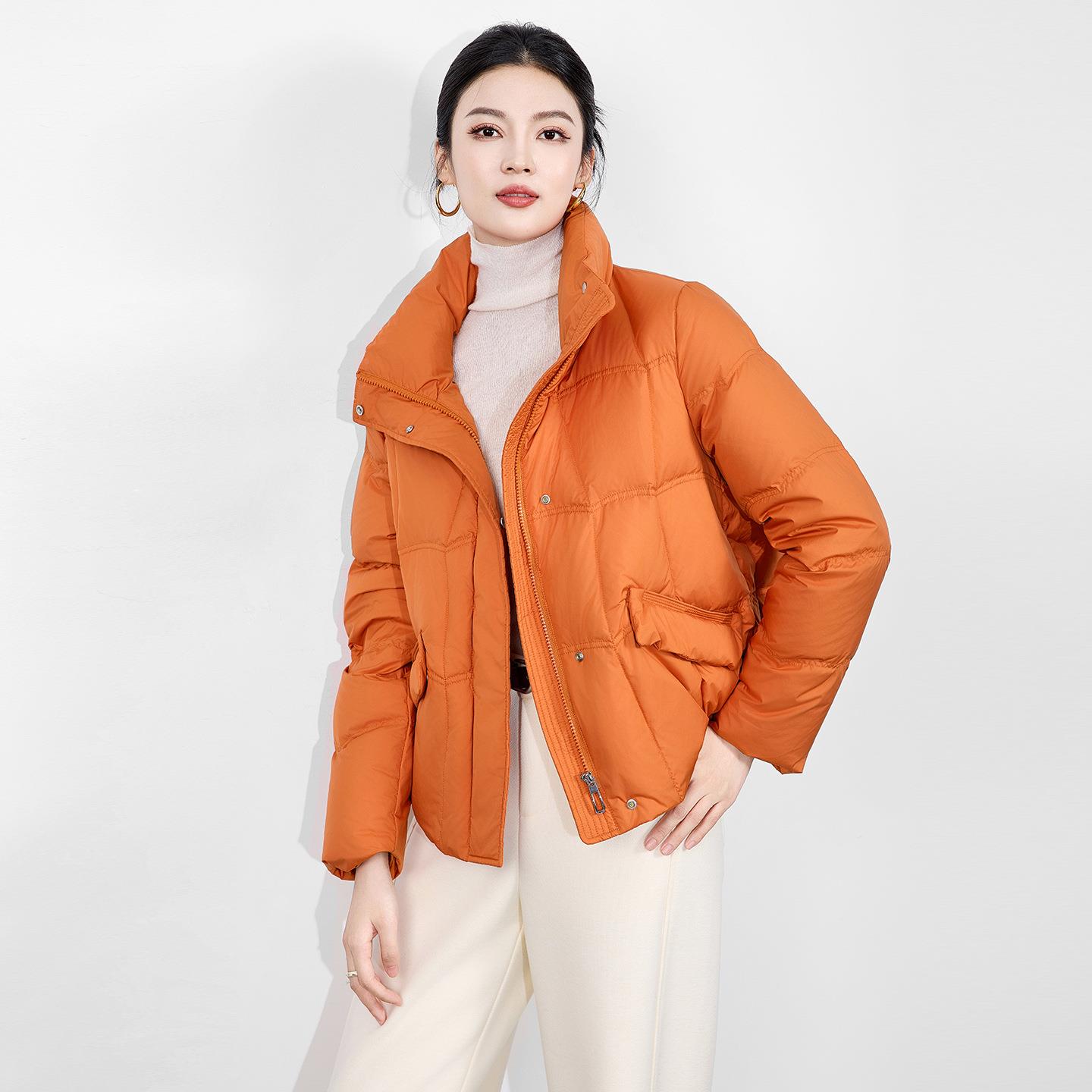 巨好看的冬装外套厚%白鸭绒立领泡芙感休闲羽绒服女冬款加厚小个