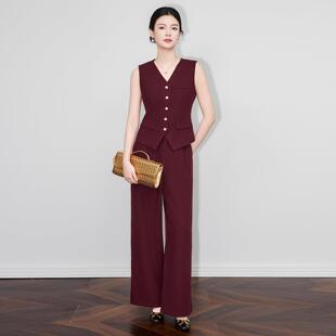 2026新款复古老钱风大气高级感西装马甲+休闲阔腿裤气质两件套女