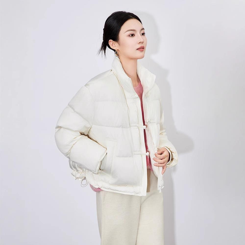 巨好看的冬装外套厚时尚简约宽松短款新中式立领国风上衣鸭绒羽绒