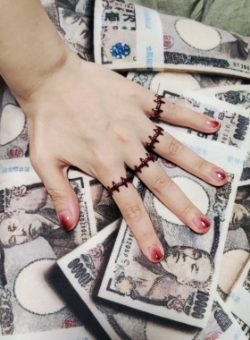 暗黑深红色酷炫伤疤戒指学生指环尾戒饰品女赌博默示录伊藤开司